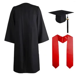 Clothing Sets 2024 Graduation Gown Tassel Hat Zipper V Neck Loose Solid Colour High School Bachelor Academic Dress Student Costume