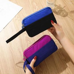 Storage Bags 100Pcs Splicing Colour Nylon Cloth Long 3 Layer Purse Clutch Coin Phone Money Wallet Card Key Holder Makeup Bag Evening Handbag