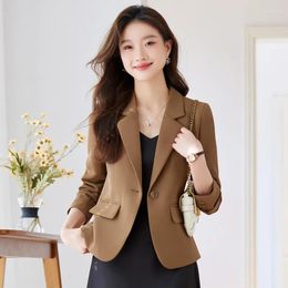 Women's Suits Spring Autumn Blazer 2024 Elegant Temperament Long Sleeve Slim Back Split Career Fashion Ladies Office Jacket