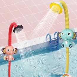 Elephant shaped electric shower for children adjustable baby shower time toy with flowing water function 240517