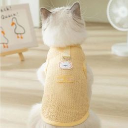 Cat Costumes Bear Patch Pet Vest Cute Soft Breathable Cooling T-shirt Traction Puppy Clothes