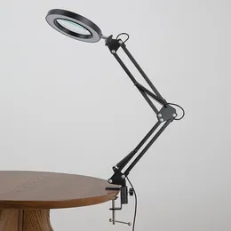 Table Lamps 10X Clamp-on Lamp LED Illuminated Magnifier Light With Stand 3 Colour Modes For Reading Soldering