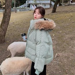 Women's Trench Coats Down Jacket 2024 Coat Medium Length Thickened Bread Korean Student Cotton Net Infrared Cover Winter Women