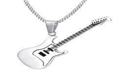 Pendant Necklaces KURSHUNI Trendy Guitar Necklace 24inch Chain Stainless Steel Punk Rock Music Fine Party Jewelry Year Gift For Ma7722615