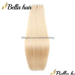 Skin Weft Hair Extensions 613 Pu 100% Brazilian Human Extension 2.5G/Piece 40Pcs 100G Straight Bella Fl Head Drop Delivery Products Dhqxy