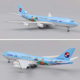 20CM Aircraft Model Korea B747 Metal Simulation Alloy Material with Landing Gear Decoration Children's Toys Birthday