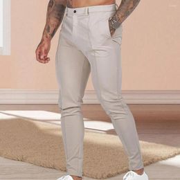 Men's Pants Sports Daily Wear Pencil Stylish Slim Fit Business Trousers Breathable Soft Thin Fabric With Ankle Length