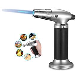 Lighters Portable kitchen light windproof spray gun gas light spray gun turbine butane metal cigar lamp barbecue tool S24513