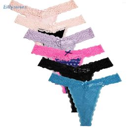 Women's Panties 6 Pack Sexy Lace Mesh Underwear Cotton Soft Comfortable Low Waist Elastic Thongs Summer Breathable Cool