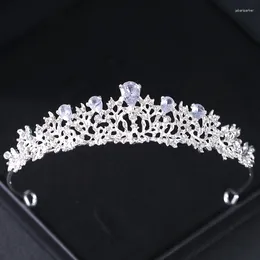 Hair Clips Silver Colour Crystal Crown Tiara Rhinestone Prom Diadem Headband For Women Bridal Wedding Accessories Jewellery