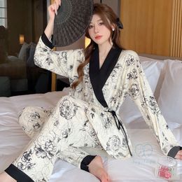 Print Modal Maternity Nursing Sleepwear Sets Across V neck Feeding Pamas for Pregnant Women Pregnancy Home Hospital Night Wear L2405