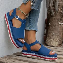 Casual Shoes Women's Summer Retro Solid Color Anti-Slip Thick-Soled Open-Toe Sandals Daily Comfortable Vacation Beach Roman