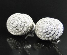 Hip Hop Earrings for Men White Gold Plated Bling Iced Out CZ Round Stud Earrings With Screw Back Jewelry21524126467