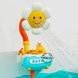 Baby Bath Toys Bath Shower for Toddler 4 in 1 Bathtub Toy with Sunflower Shower 3 Water Spray Sprinkler BathTub Toys for Baby 240520