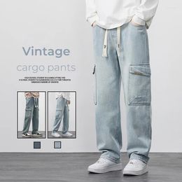 Men's Jeans Cargo Pants Straight Stretch Waist Casual Soft Sweatpants Male Clothing Vintage Baggy Denim Trousers