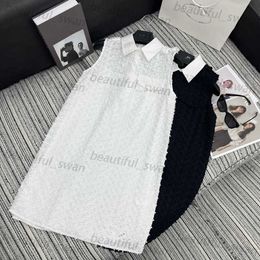 Designer women's casual dress Spring and Summer New Age reducing Sweet and Cute Girl Style 3D Flower Loose Flip Collar Tank Top Dress