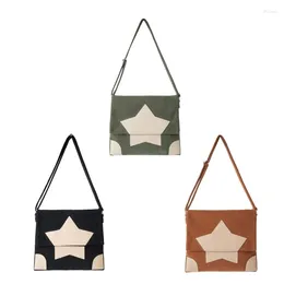 Bag Fashionable Corduroy Handbag With Eye Catching Star Pattern Crossbody Suitable For School Travel And Shopping E74B