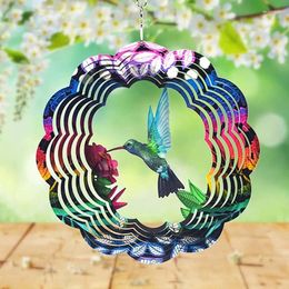 Decorative Figurines Garden Art Wind Spinner Decorations 3D Decorated Chimes Stainless Steel Metal Indoor Outdoor Hanging Ornaments