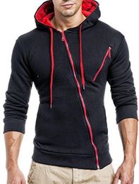 Mens New Casual Sweatshirt Hoodie Features Slant Zip Design Casual Slim Hooded Cardigan Sweatshirt White Black Gray S4XL Size6936540