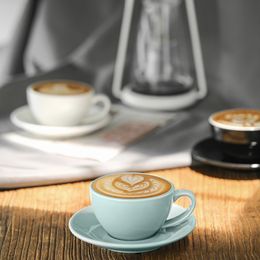 MHW3BOMBER 280ml Porcelain Coffee Cups Coffeeware Teaware Latte Art Cup Saucer Ceramic Chic Cafe Bar Accessories Barista Tools 240514