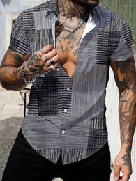 Men's Casual Shirts D Digital Printing Loose Short Sleeved Shirt Summer High Quality Skin Friendly Smooth Cold Man