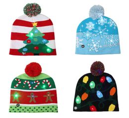 LED Christmas Hat Sweater Knitted Beanie Christmas Light Up Knitted Hat Christmas Gift for Kids Xmas 2022 New Year Decorations Y116332559