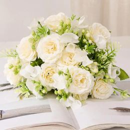 Decorative Flowers 1 Bunch Artificial Flower Realistic Looking 5 Forks Simulation Peony Wedding Decoration Home Decor