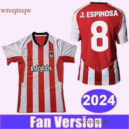 2024 Aniquiladores Mens Soccer Jerseys J. ESPINOSA Home Red White Football Shirts Short Sleeve Aldult Uniform