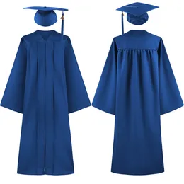 Clothing Sets 2024 High School Bachelor Academic Dress Student Graduation Gown Hat Tassel Zipper V Neck Loose Costume