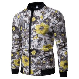2020 Spring jacket men Africa folkcustom fashion flower pilot zipper linen long sleeves Baseball uniform new tops2024451