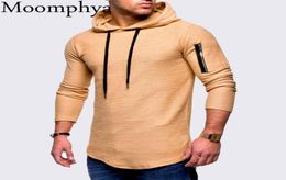 Men039s TShirts Moomphya Hooded Long Sleeve Men T Shirt Zipper Tshirt Longline Tshirt Streetwear Hip Hop Tee Clothes 202119685705