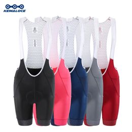 KEMALOCE Cycling Bib Shorts Black Blue Red Female Gel Paded Reflective Biker Shorts Women Cycling Knicker With 2 Pockets 240520