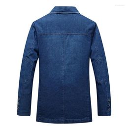 Men's Suits Mens Denim Blazer Men Fashion Cotton Vintage Suit Outerwear Male Blue Coat Jacket Slim Fit Jeans Blazers Top 4Xl