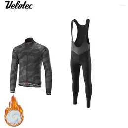 Racing Sets Velotec Cycling Jersey Winter Thermal Fleece Long Sleeve Maillot Cyclisme Bicycle Set Road Bike Mtb Clothing