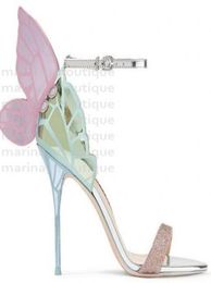 Sophia Webster Evangeline Angel Wing Sandal Plus Size 42 Genuine leather Wedding Pumps Pink Glitter Shoes Women Butterfly Sandals8736701