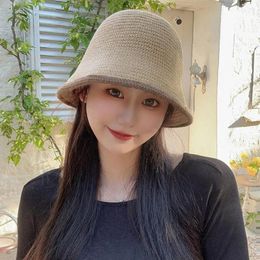 Berets Simple Bucket Hat Fashionable Knitted Hats For Women Girls Cosy Warm Fisherman Caps Fall Winter Fashion