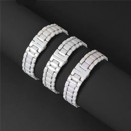 11 Size 14mm-24mm Flat Interface Universal Steel Ceramic Strap For Samsung Mens Womens Fashion Watch Wristband Bracelet Belt 240520