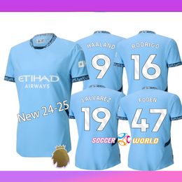 New CItY 24 25 Camiseta Haaland Julian Alvarez Foden Soccer Jersey De Bruyne Home Dragon Doku Rodri Grealish Walker Bernardo Silva MaNchesTEs Football Uniforms