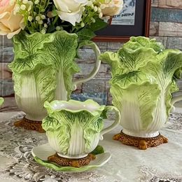 European creative ceramic cabbage teapot Tea Cup set fruit plate Dining table TV cabinet vase decoration pieces home decoration 240507