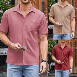 Men's Casual Shirts Top Selling T-Shirts For Men 2024 Mens Summer Short Sleeved Button Up Shirt With Pocket Designer Clothes