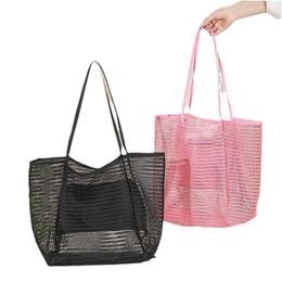 Storage Bags Mesh Tote Beach Bag 4 Colors Outdoor Travel Shop Net Handbags Drop Delivery Dhhaw