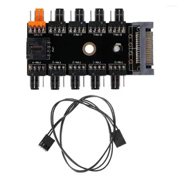 Computer Cables PCB Adapter SATA 1 To 10 Way Splitter PWM Cooling Fan Hub 4-Pin 12V Power Socket