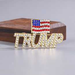 2024 Trump Brooch America Flag Diamond Pin i love trump Party Decoration Commemorative Badge