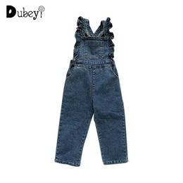 Jumpsuits Girls denim jacket childrens jumpsuit girls 2yrs to 10yrs hanging pants spring and autumn Trouser pants childrens denim jumpsuit Y2405205BX0