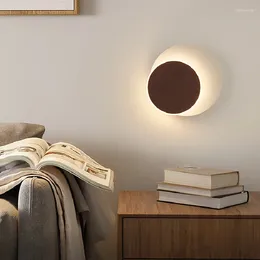Wall Lamps 360° Rotating LED Bedroom Bedside Lamp Minimalist Modern Home Decor Living Room Reading Light Solid Wood Texture