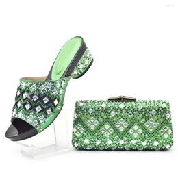 Dress Shoes Latest Women Shoe With Matching Purse African And Bags Set Sparkly Bling Rhinestone Wedding Pumps Clutch