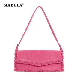 MABULA Red Simple Denim Underarm Purse For Woman Casual Fashion Female Hobo Handbag Trend Frigle Ladies Shoulder Satchel 240520