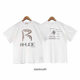 Rhude High end designer T shirts for Correct of trendy high street classic casual short sleeved mens and womens T-shirts With 1:1 original labels