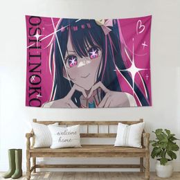 Tapestries Anime Oshi No Ko Pink Fabric Tapestry For Wall Bedroom Room Decorating Items