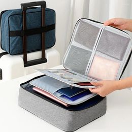 Storage Bags 3 Layer Document Handbag Case Multifunctional Waterproof Tickets Bag Certificate File Organiser For Home Travel